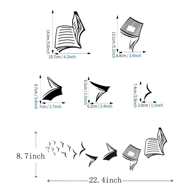 ADECALS Open Book Wall Sticker Reading Wall Art - Image 3